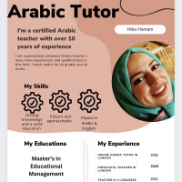 Lebanese teacher with a master's degree in Educational Management offering Arabic lessons